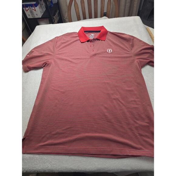 Vintage AHEAD Red Striped Large Poly Blend Golf/Polo Shirt - Picture 1 of 4